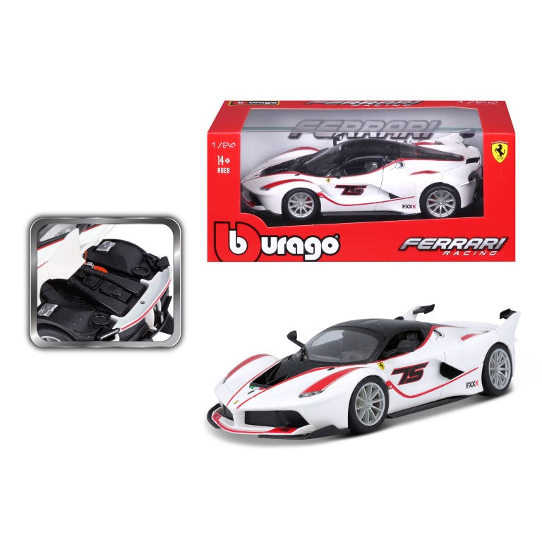 1/24 Bburago Ferrari Racing FXX-K #75 Diecast Model Car White