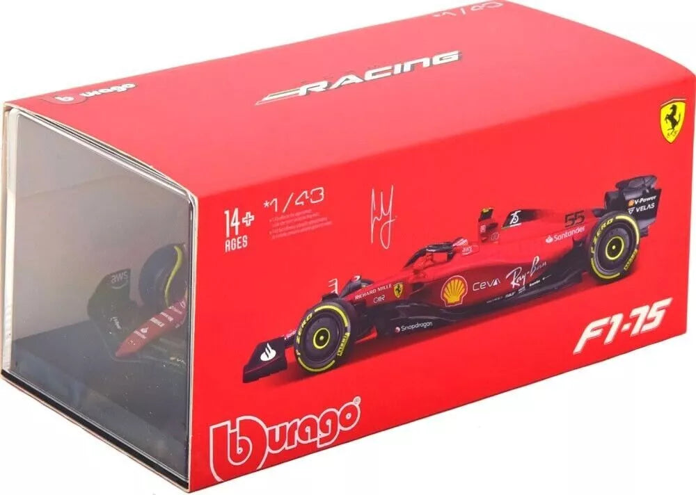 Formula Racing 2022 Ferrari F1-75 #55 Carlos Sainz 1/43 Scale Diecast Model by Bburago