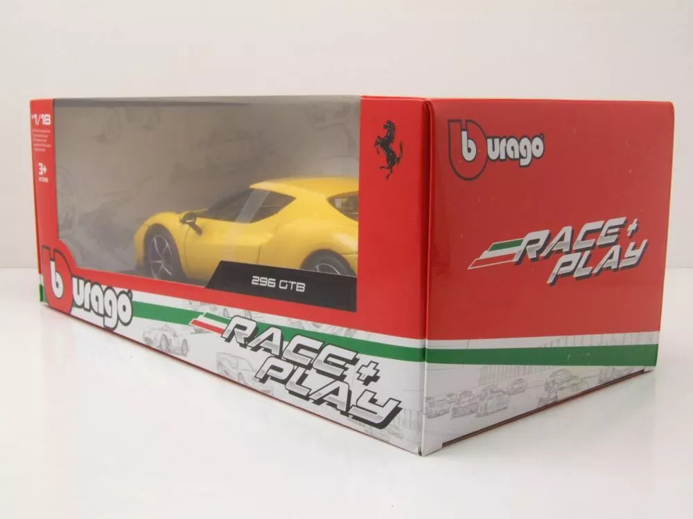 Ferrari 296 GTB Yellow 1:18 Diecast Model Car by Bburago