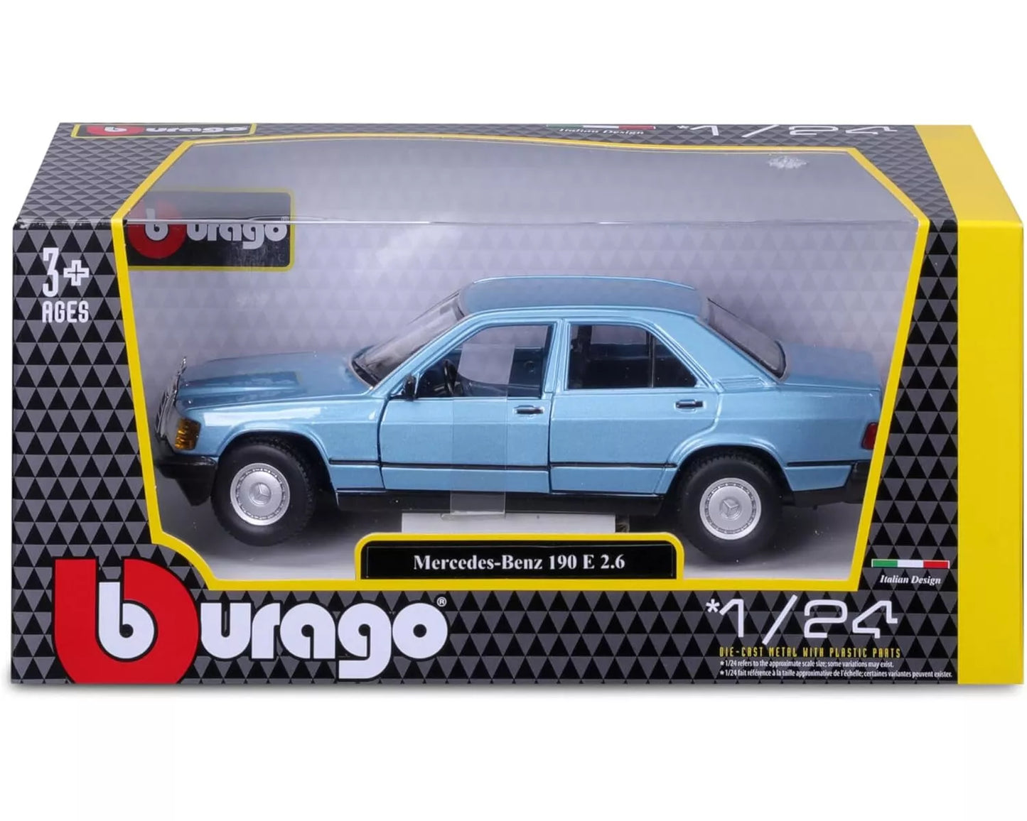 Bburago 18-21103 - Model Car - Mercedes 190E '87 (Diamond Blue, Scale 1:24)